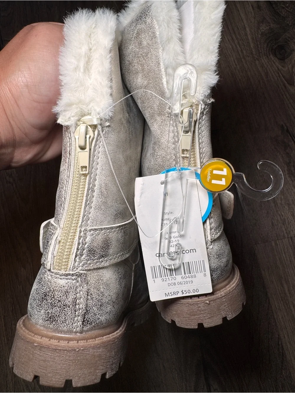 Carter's Little Girls Shimmery Taupe Faux-Fur Lined Boots